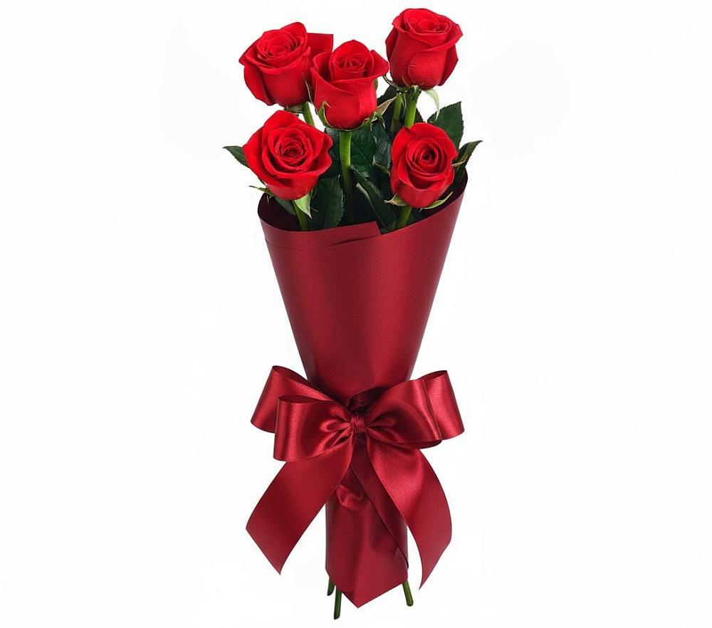 Букет 5 Красных роз Эдлесс Лав в Новоукраинском