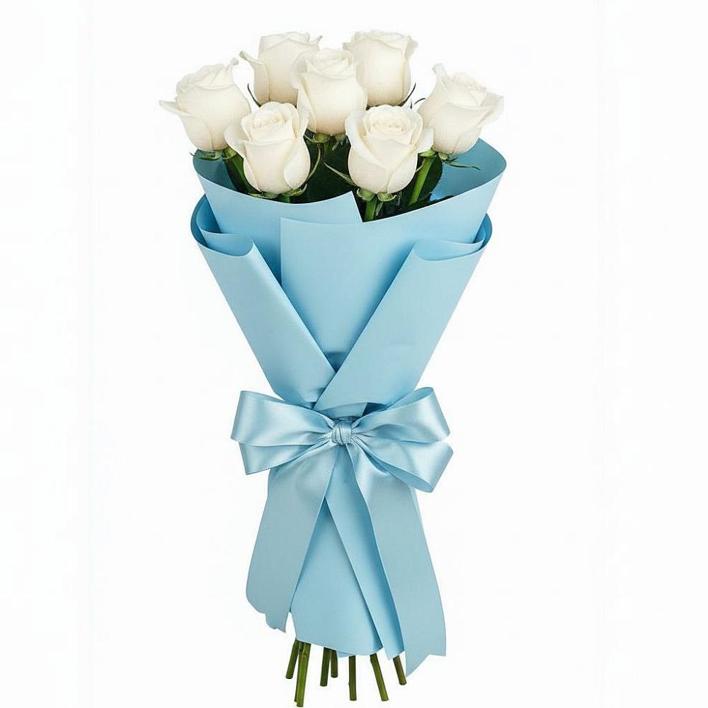 Букет 7 белых роз Проуд в Новоукраинском