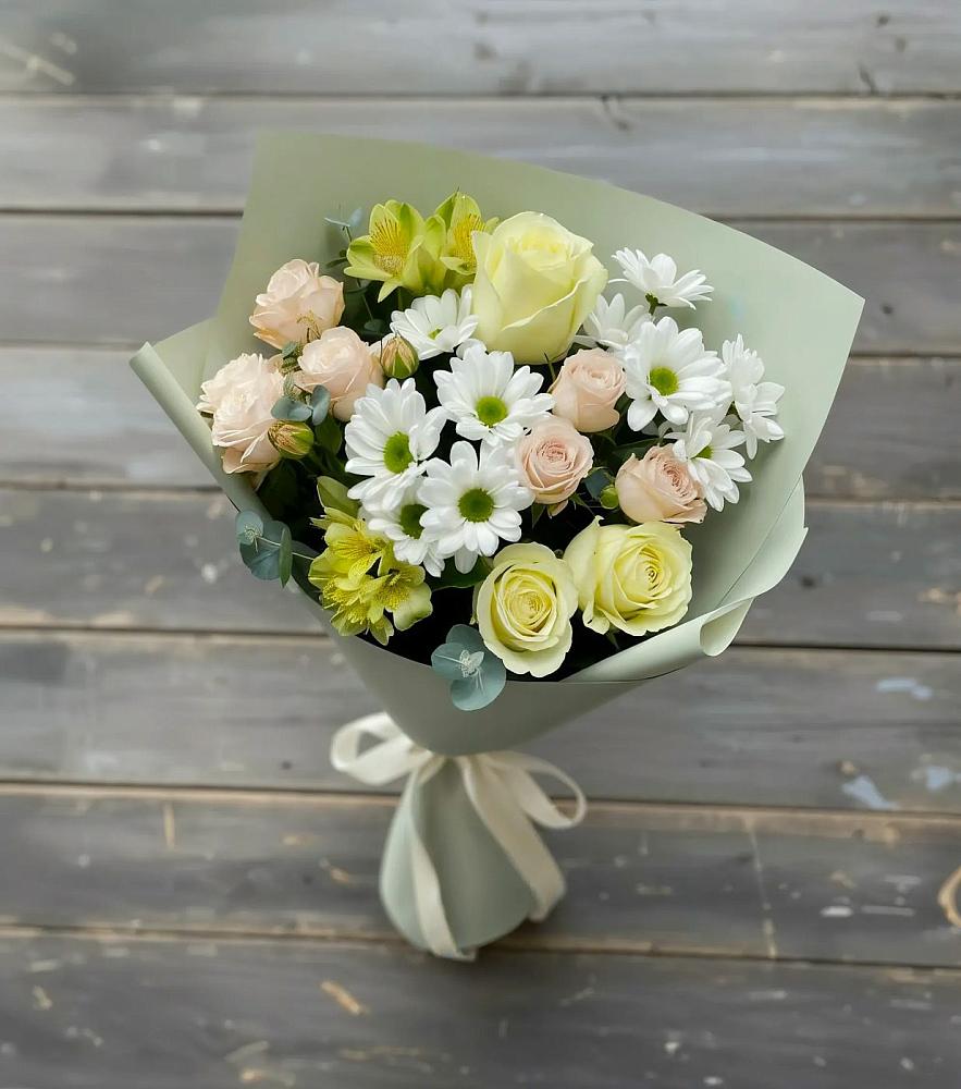 Букет цветов из: Альстромерии, Розы и Хризантемы в Новоукраинском