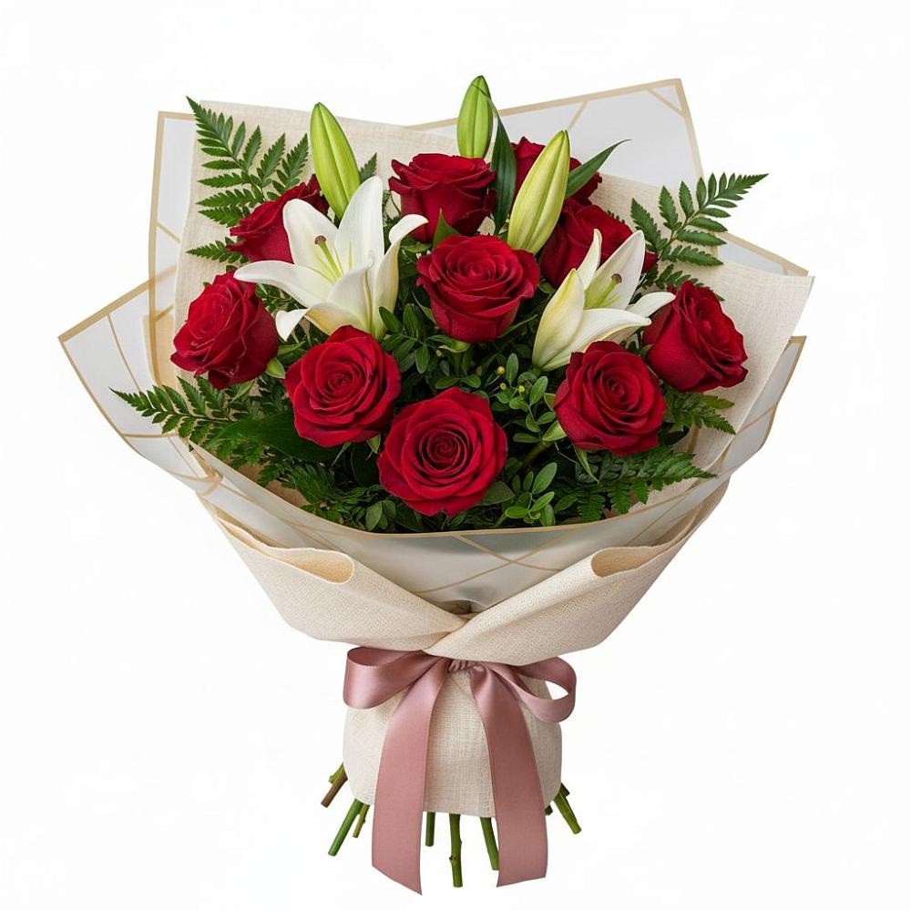 Букет цветов из: Лилии и Розы в Новоукраинском