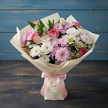 Букет цветов из:  Хризантемы, Альстромерии и Розы в Новоукраинском