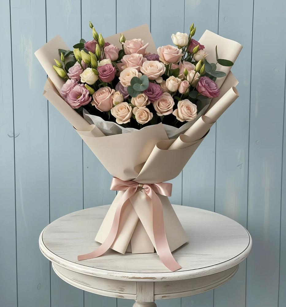 Букет цветов из: Розы и Лизиантусы в Новоукраинском