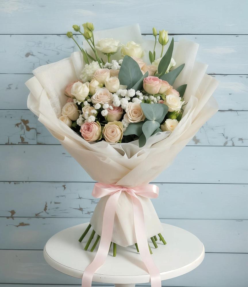 Букет цветов из: Розы и Лизиантусы в Новоукраинском