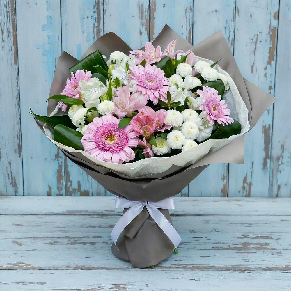 Букет цветов из: Герберы, Альстромерии и Хризантемы в Новоукраинском