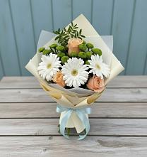 Букет цветов из:  Герберы, Розы и Хризантемы в Новоукраинском
