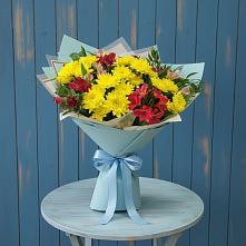 Букет цветов из:  Альстромерии и Хризантемы в Новоукраинском
