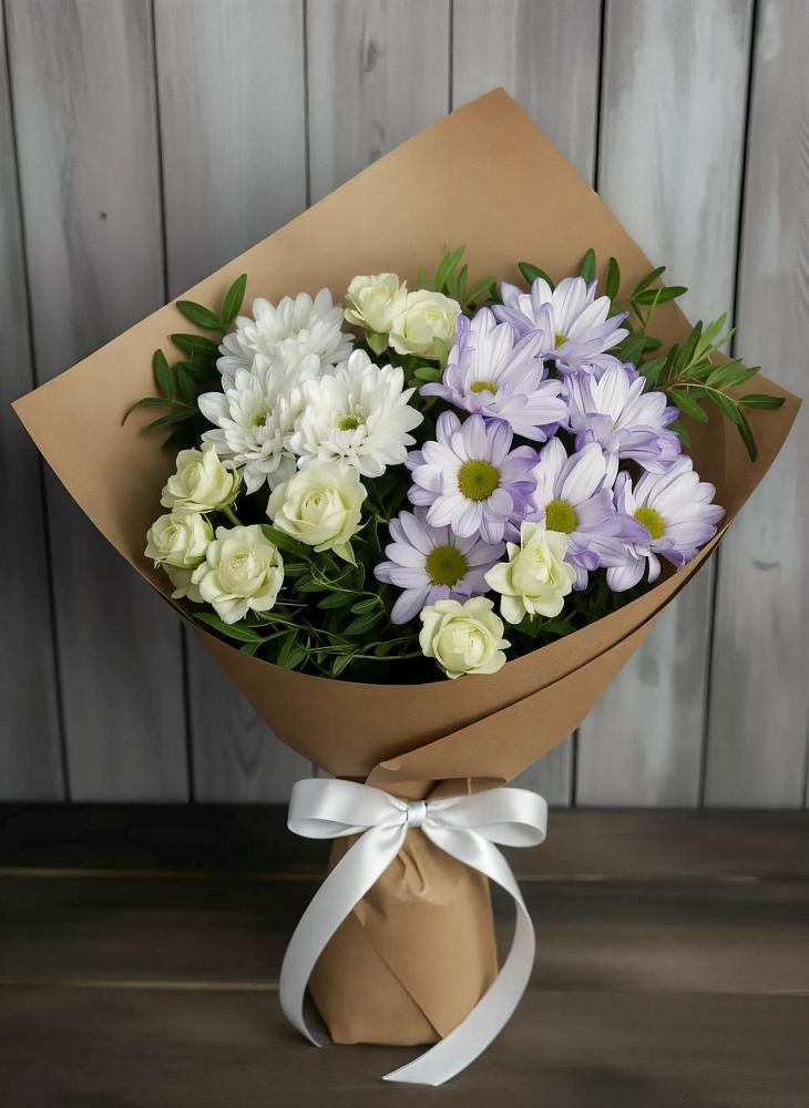 Букет цветов из: Хризантемы и Розы в Новоукраинском